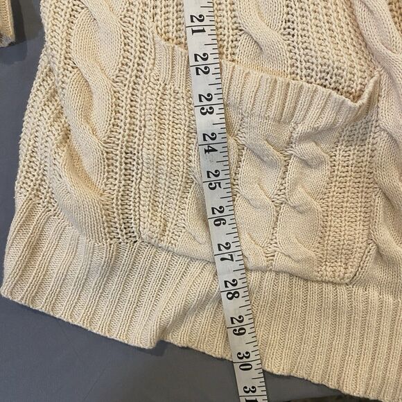 Vici Cable Knit Cardigan Sweater Small/Medium Open Front Ivory Cream Pockets - Picture 8 of 8